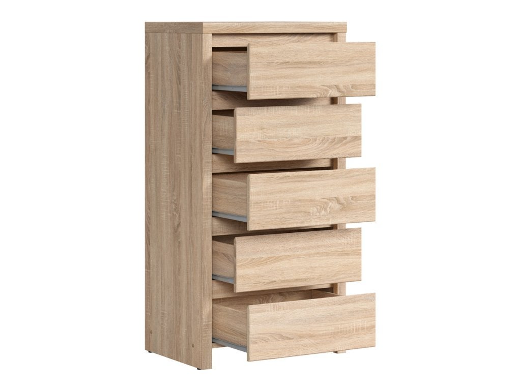VOORRAAD Halfhoge ladekast Sonoma eiken NIEUW OP = OP!, Voelbare structuur, robuust, modern, landelijk, 5 laden of meer, Nieuw