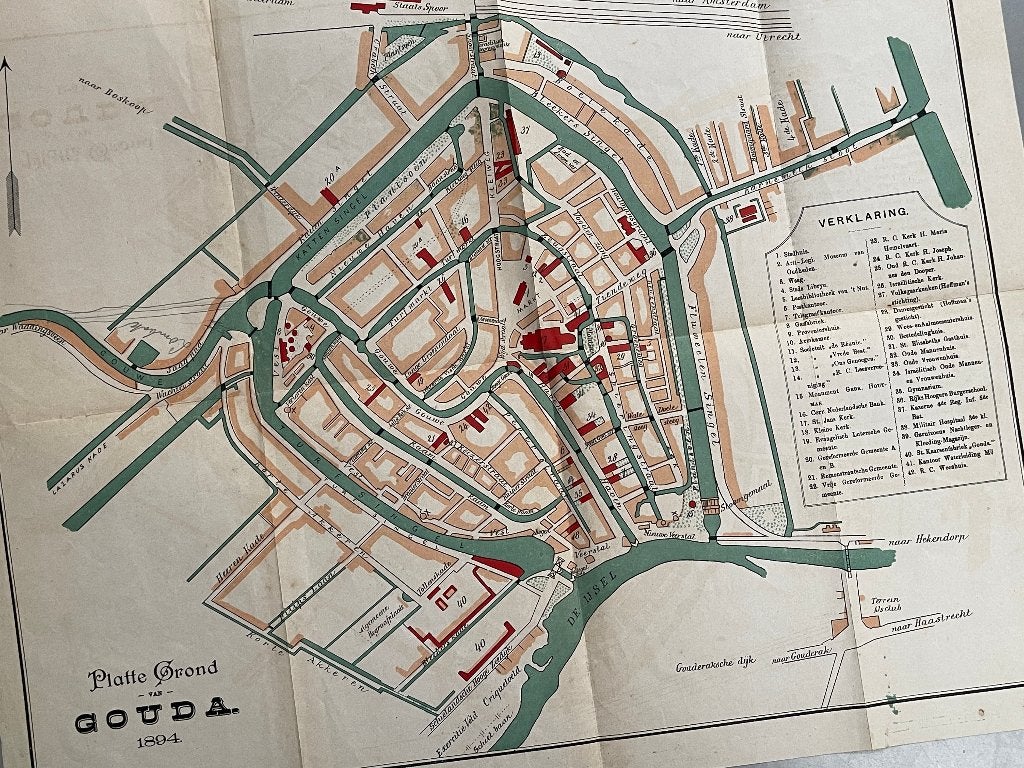 Gids voor GOUDA uit 1894 (met plattegrond), Ophalen of Verzenden, 19e eeuw, Gelezen