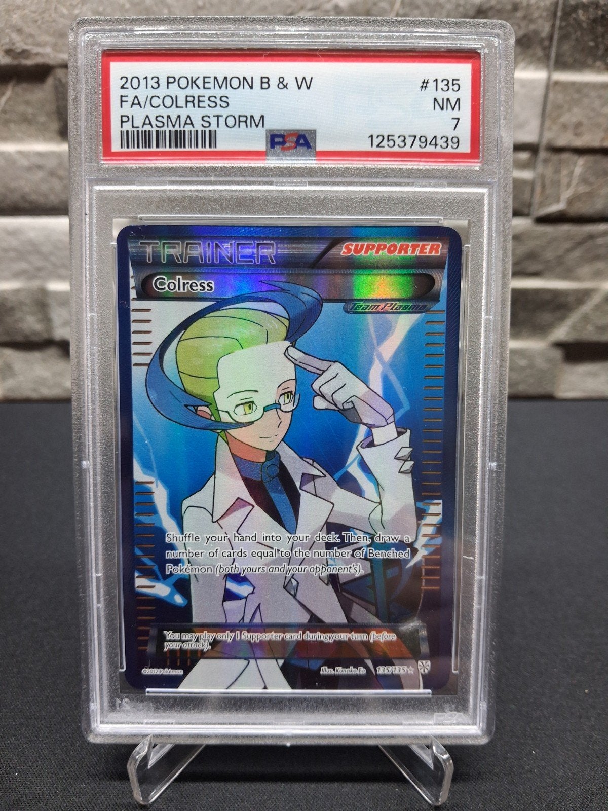 Pokémon TCG: Colress Full Art Supporter PSA 7 NM Plasma S, Ophalen of Verzenden