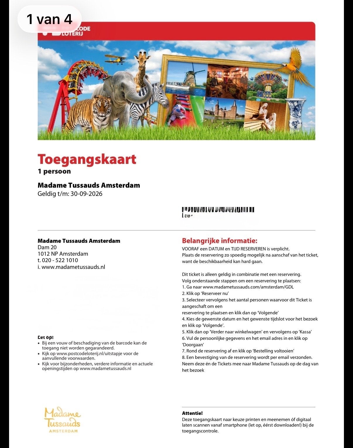 4 toegangskaarten voor Madame Tussaud