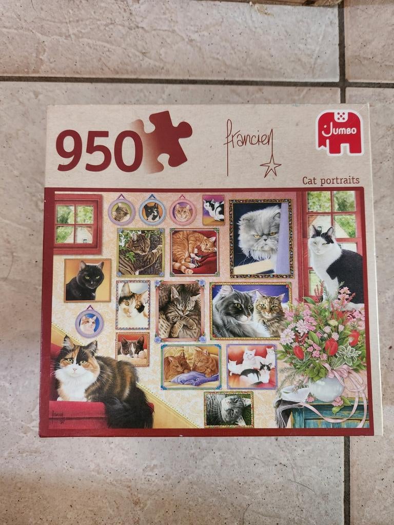 Jumbo Francien's Kattenportretten Legpuzzel 950 stukjes, Ophalen of Verzenden, 500 t/m 1500 stukjes, Zo goed als nieuw, Legpuzzel