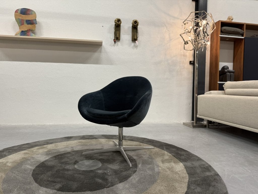 Showmodel Varier Kokon club Draaifauteuil blauw velour stof, Minder dan 75 cm, Nieuw, Ophalen of Verzenden, Varier