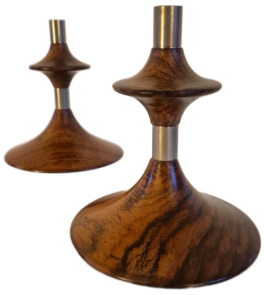 Fantastische vintage rosewood design kaarsen kandelaar, Huis en Inrichting, Ophalen of Verzenden, Gebruikt, Hout, Kandelaar