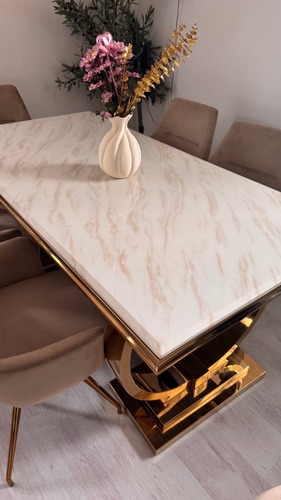 Licht beige marmeren eettafel - 180x90cm, Huis en Inrichting, Tafels | Eettafels, Ophalen, Overige materialen, 50 tot 100 cm, Zo goed als nieuw