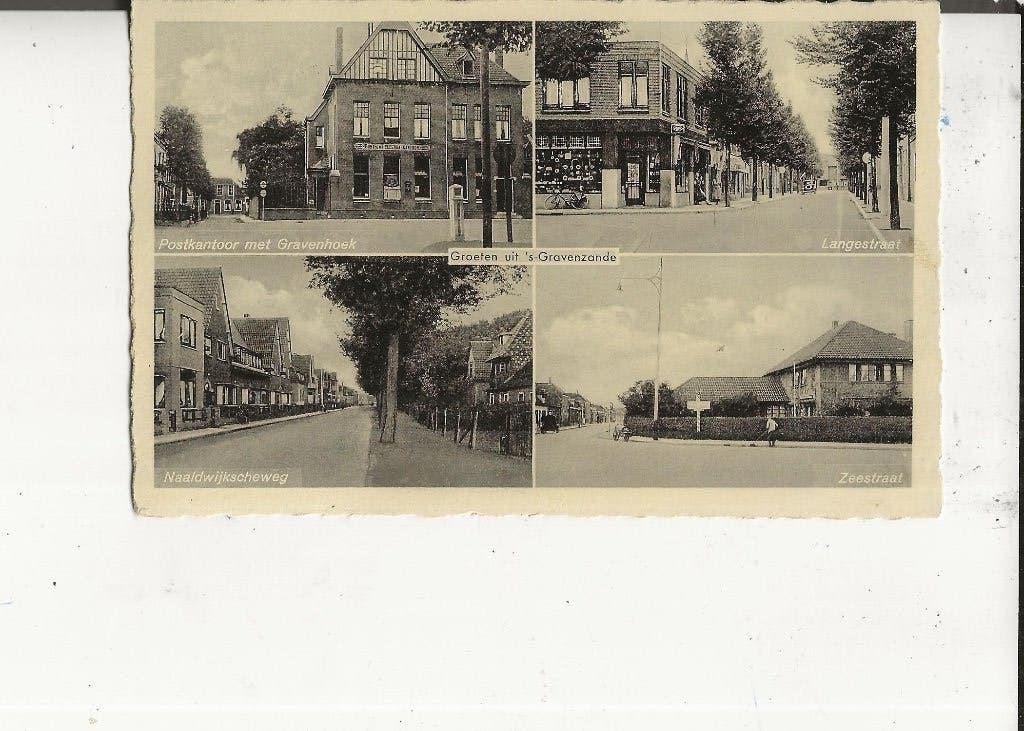 s Gravenzande 4-Luik met Postkantoor 1943, Ophalen of Verzenden, 1940 tot 1960, Gelopen, Zuid-Holland