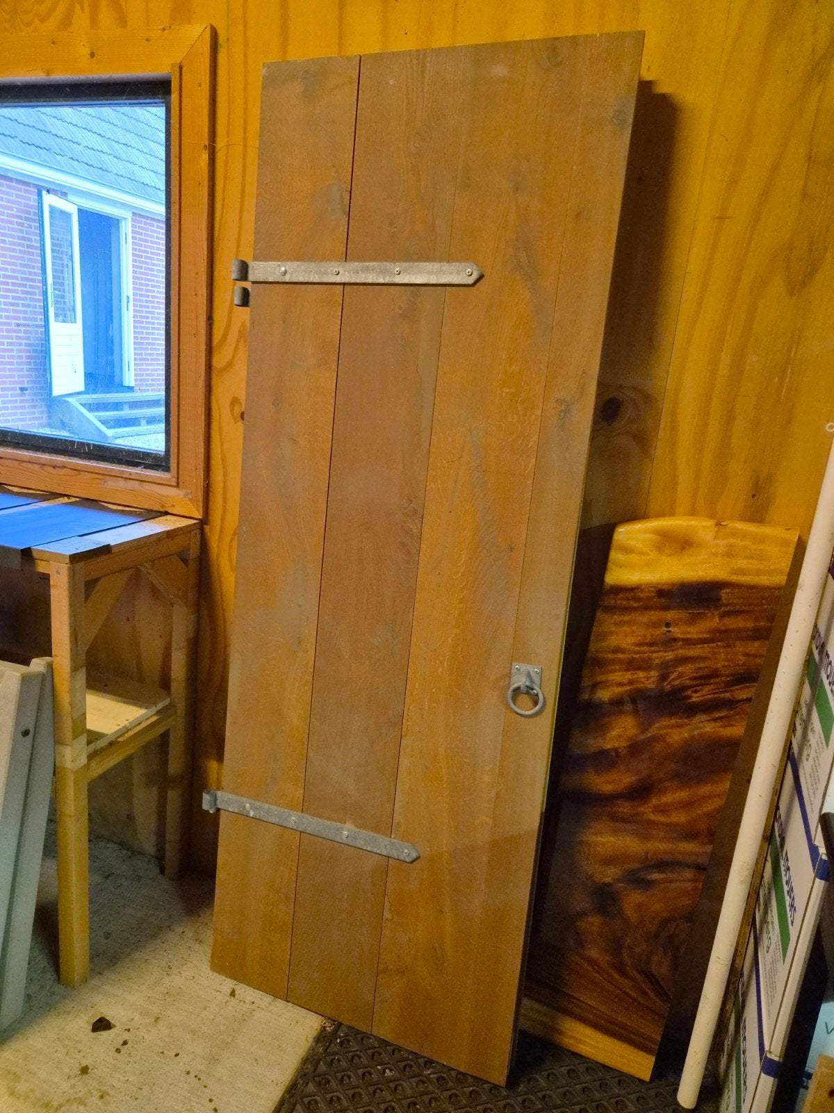 Hardhouten deur met ijzeren beslag en ophanging, Ophalen, Gebruikt, Minder dan 80 cm, Overige typen