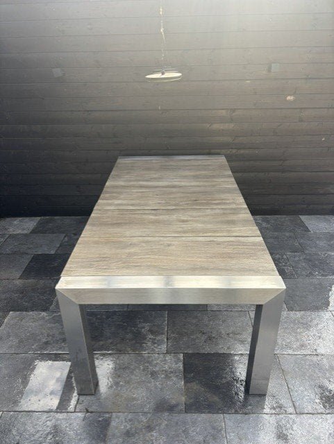 Uitverkoop Keramische Tuintafels 220x110 RVS Frame, Ophalen, Zo goed als nieuw, Rechthoekig, Overige materialen