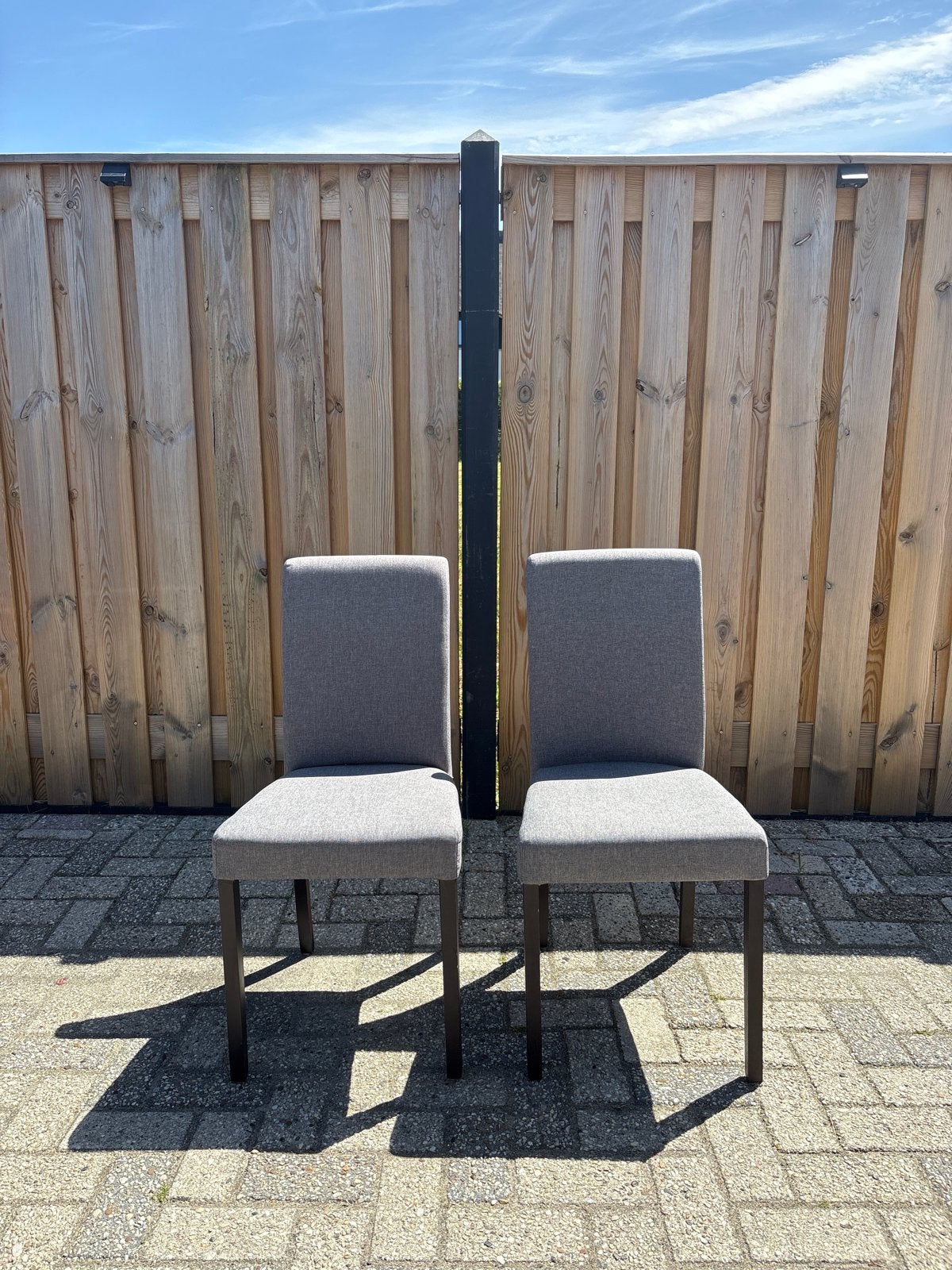 Set van 2 grijze eetkamerstoelen, Ophalen, Gebruikt, Twee, Stof