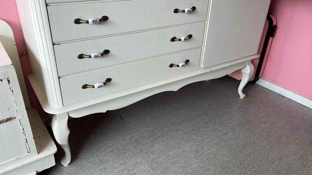 Vintage kledingkast met lades en hangruimte, Huis en Inrichting, Kasten | Kledingkasten, Gebruikt, 100 tot 150 cm, Vintage, 150 tot 200 cm