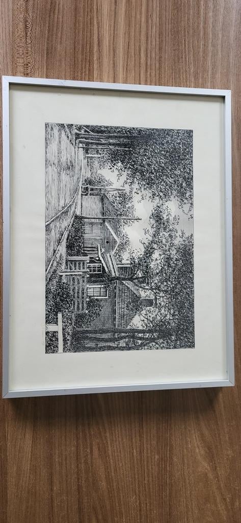 Pentekening Trijehoek Lippenhuizen P. Visser, Antiek en Kunst, Kunst | Tekeningen en Foto's, Ophalen of Verzenden