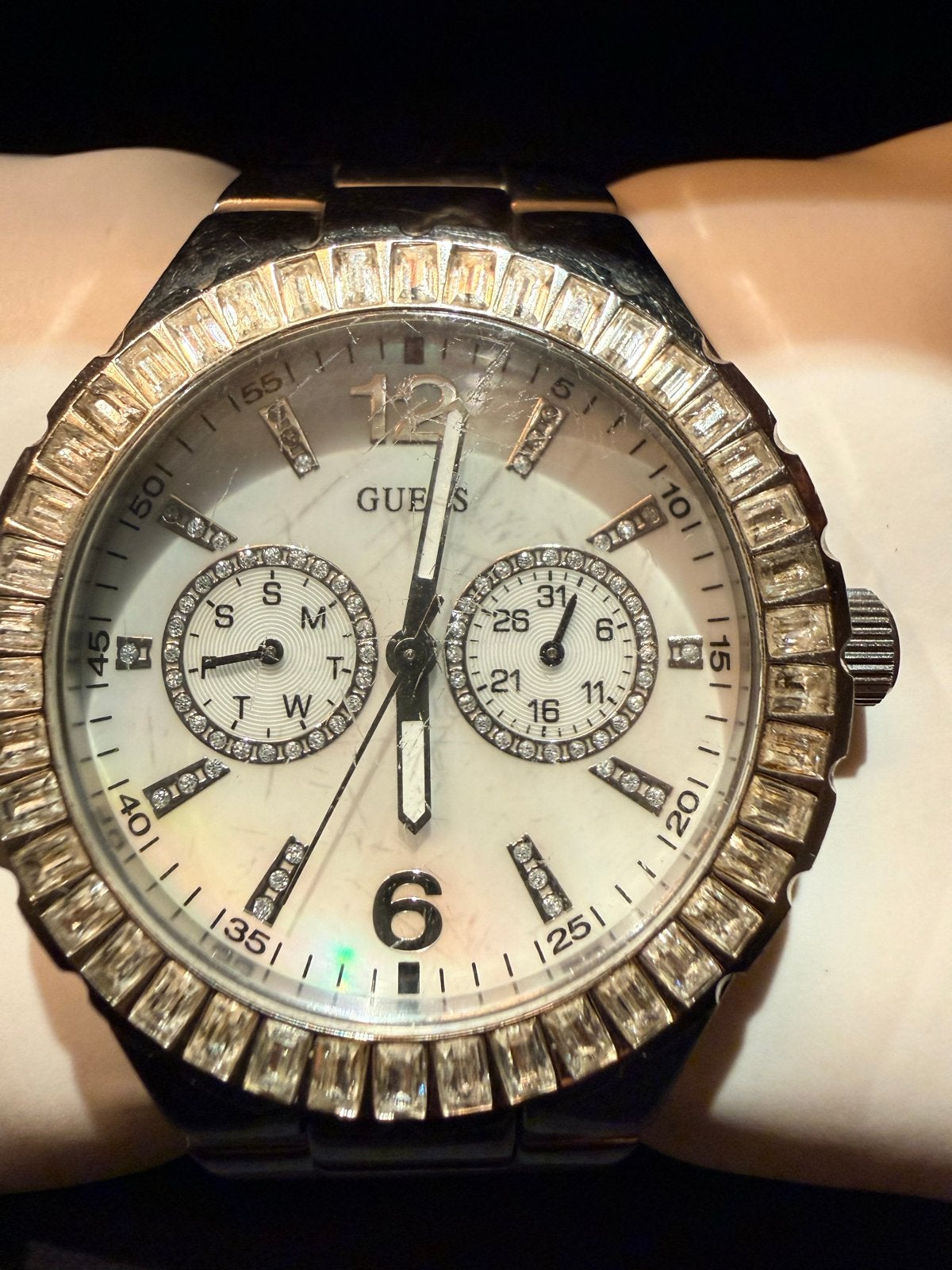 Guess Dameshorloge met Strass en M&M Swiss Horloge, Gebruikt, Staal, Guess, Polshorloge