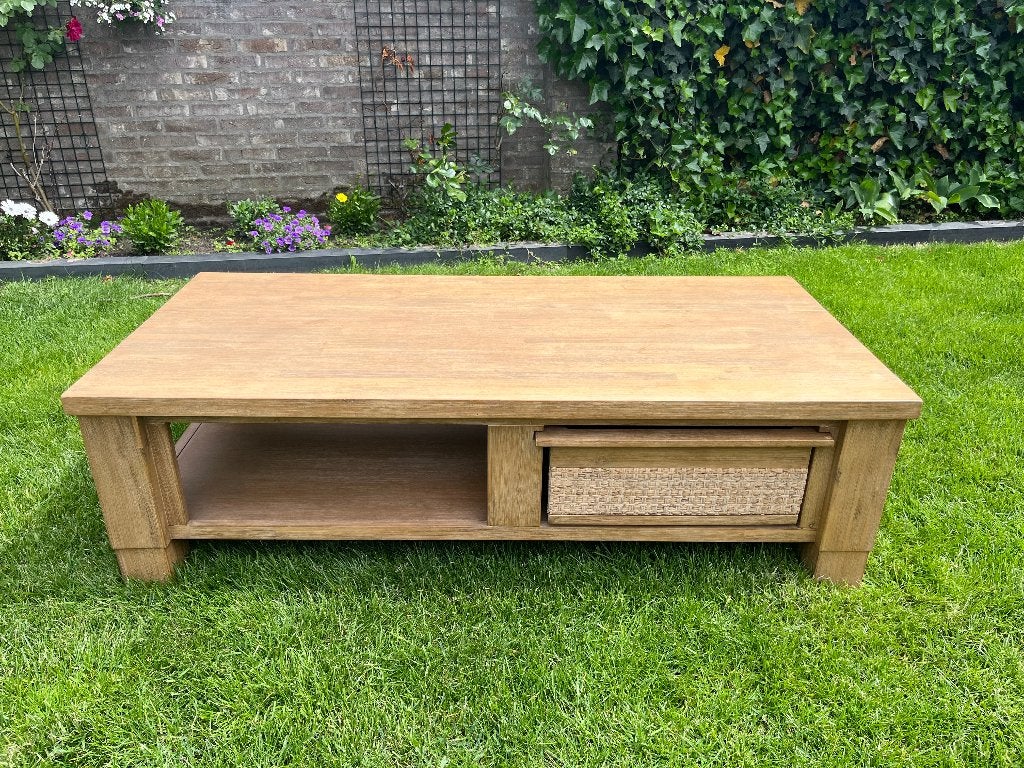 Salontafel + bijzettafel, Ophalen, Gebruikt, 100 tot 150 cm, Rechthoekig