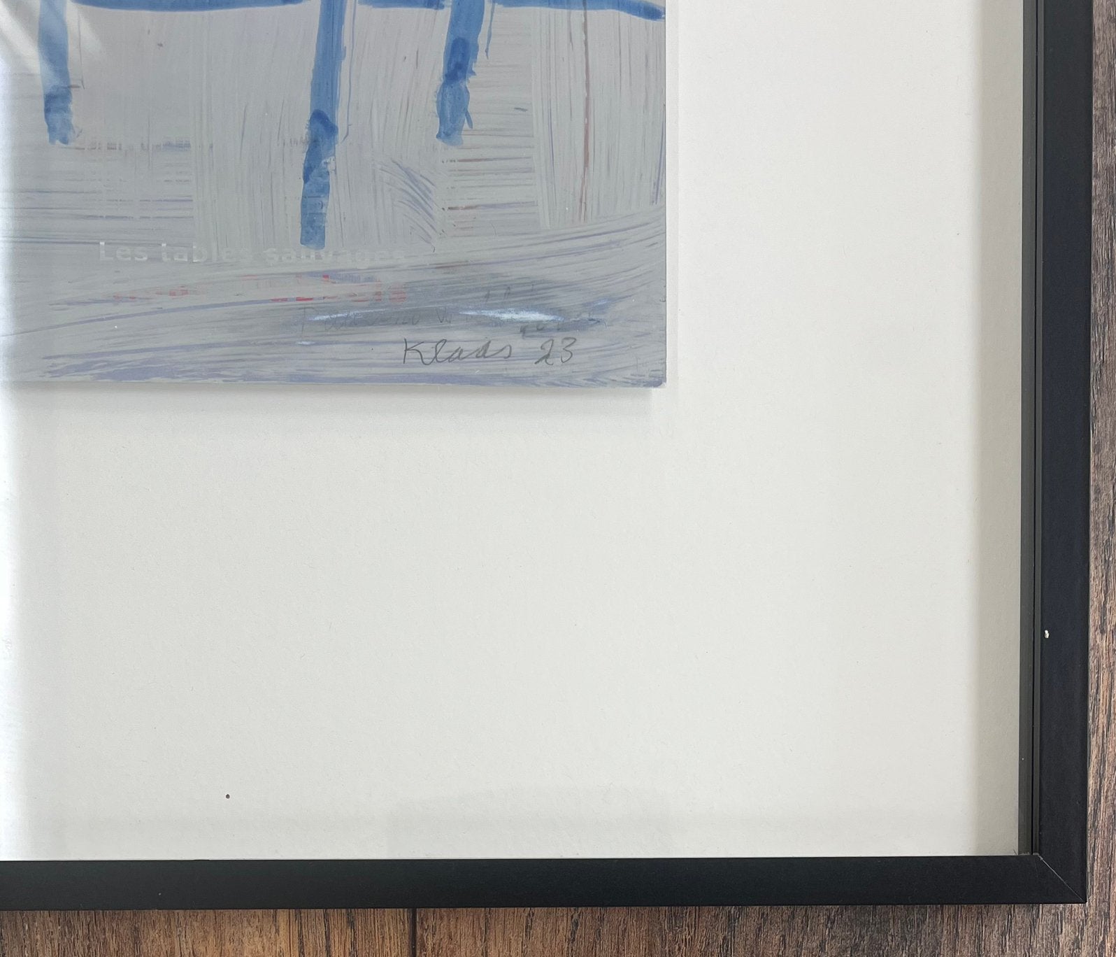 Klaas Gubbels, Blauwe tafel, schilderij op papier, Ophalen of Verzenden