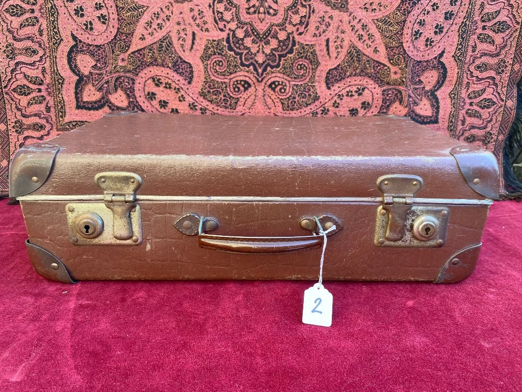 Antiek Brocante koffer koffertje reiskoffer 1950, Antiek en Kunst, Ophalen of Verzenden