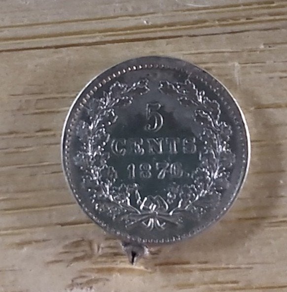 munt hanger 1876,  5 cent, volgnr 20, Postzegels en Munten, Munten | Nederland, Ophalen of Verzenden, Koning Willem III, Overige waardes