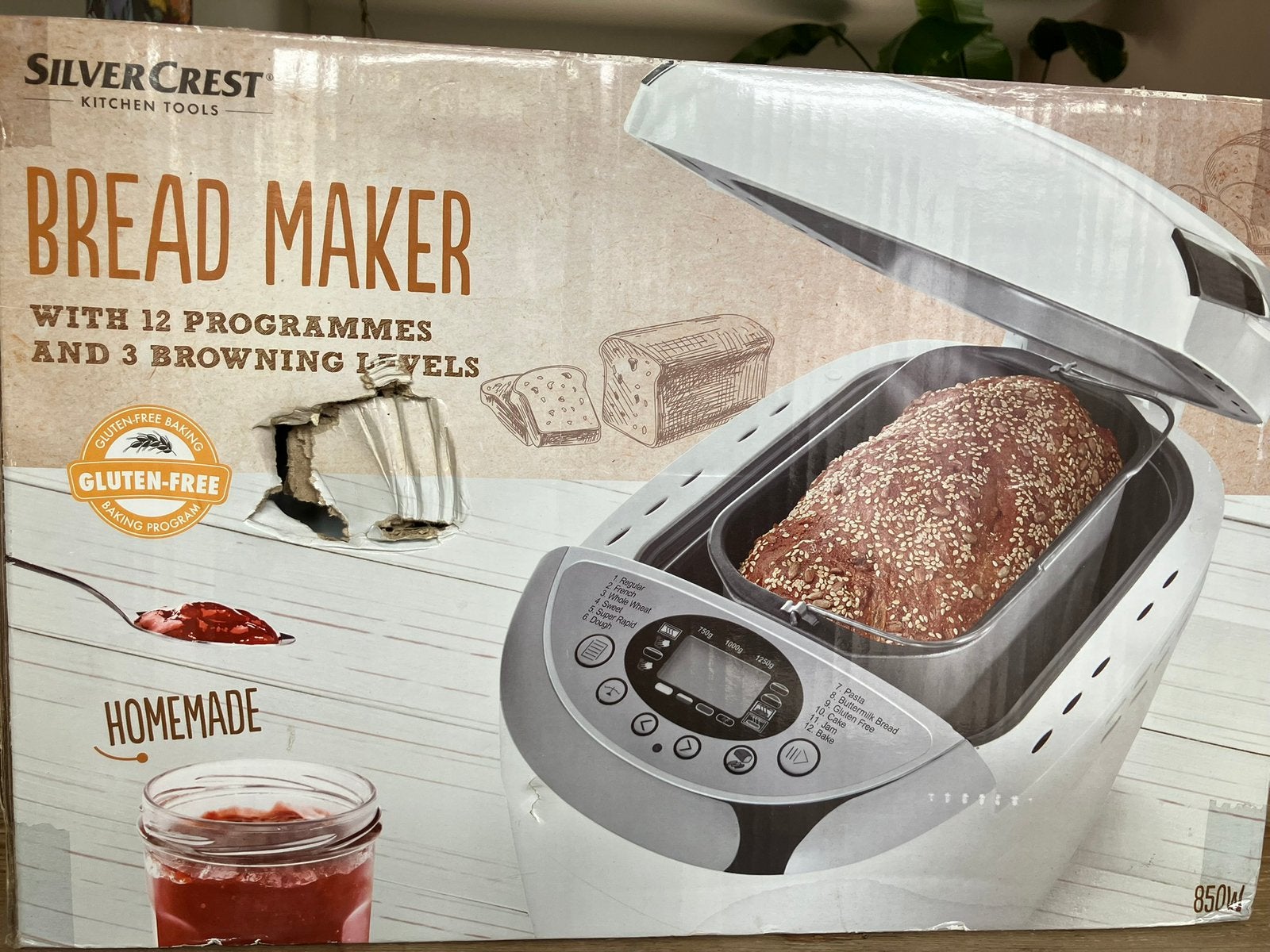 Broodbakmachine, Gebruikt, 800 tot 1200 gram deeg, Kijkvenster, Ophalen