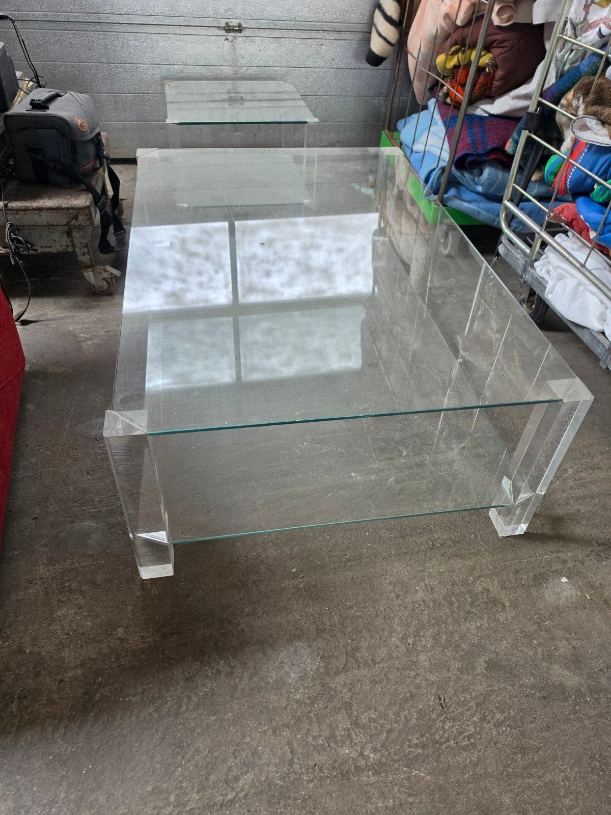 2x glazen salontafel van bor, 100 tot 150 cm, Vierkant, Glas, 50 tot 100 cm