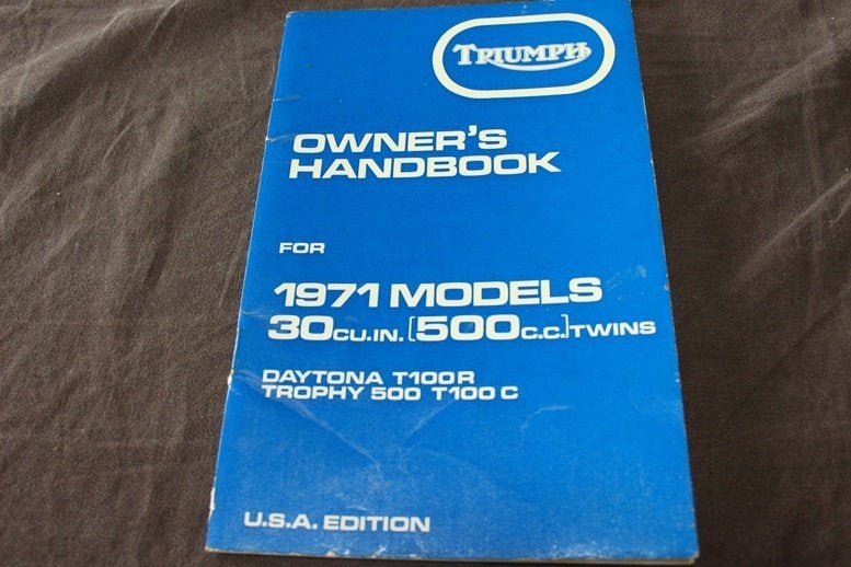 Triumph 1971 500cc twins T100R T100C owner's handbook Trophy, Motoren, Ophalen of Verzenden, Triumph