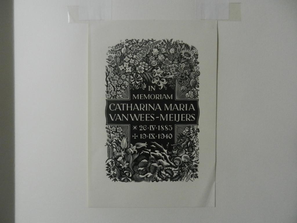 Houtgravure Dirk van Gelder In memoriam C.M. v. Wees Meijers, Antiek en Kunst, Ophalen of Verzenden, Houtsnede, Met monogram, 14 cm
