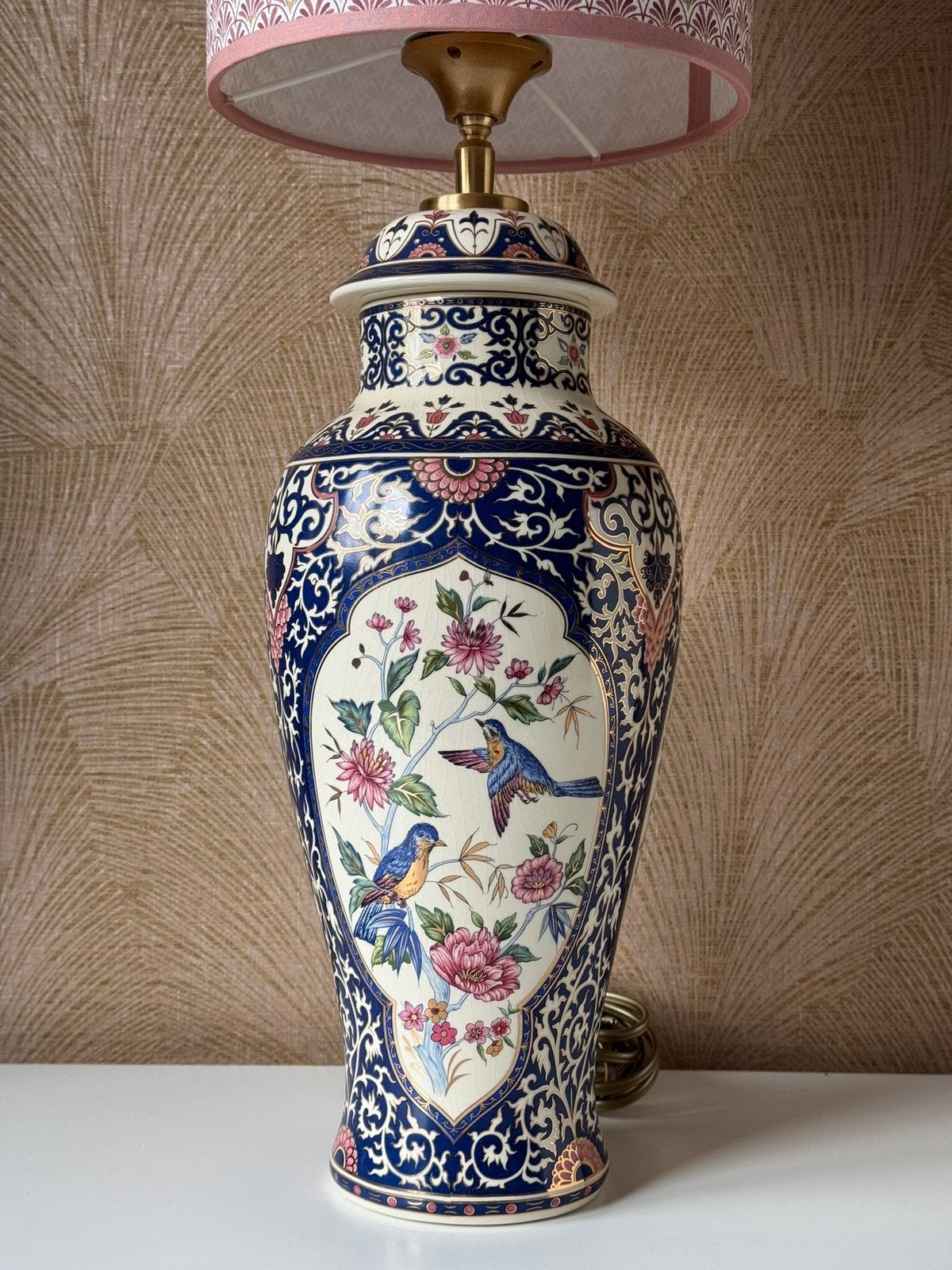 Vintage chinese lamp, Roze, Ophalen of Verzenden, Handgemaakt, Vintage