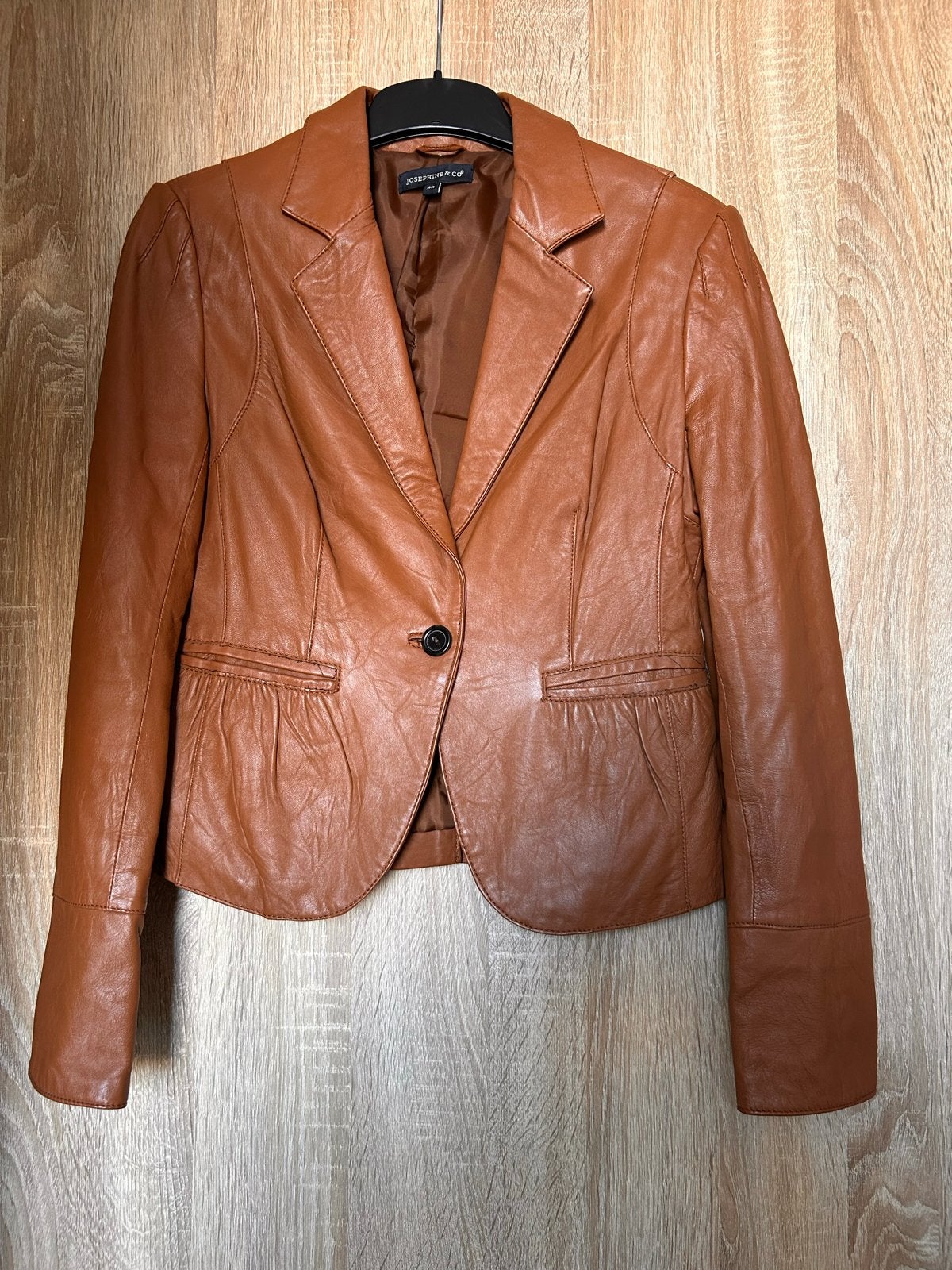Josephine & Co Leren Blazer Maat 38, Kleding | Dames, Ophalen of Verzenden, Zo goed als nieuw, Maat 38/40 (M), Bruin