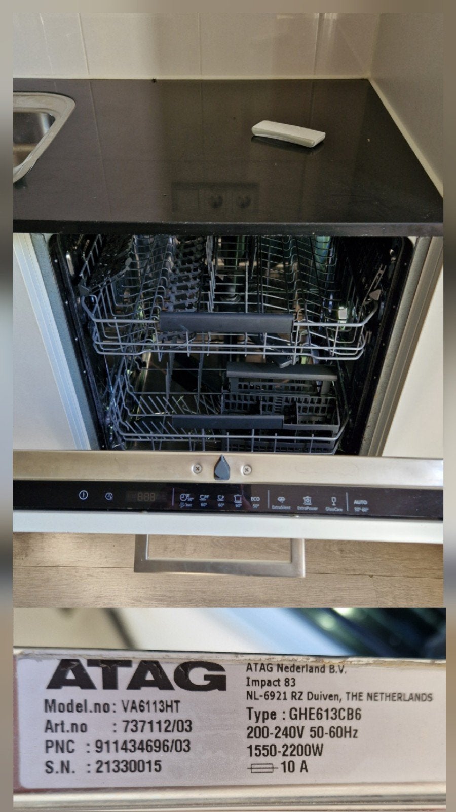 ATAG VA6113HT Inbouw Vaatwasser - Zo goed als nieuw, Ophalen, Gebruikt, Inbouw, 45 tot 60 cm