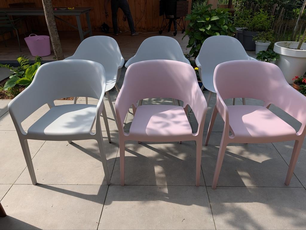 Kwantum Fondo tuinstoelen - grijs en roze, Tuin en Terras, Tuinstoelen, Ophalen, Gebruikt, Kunststof