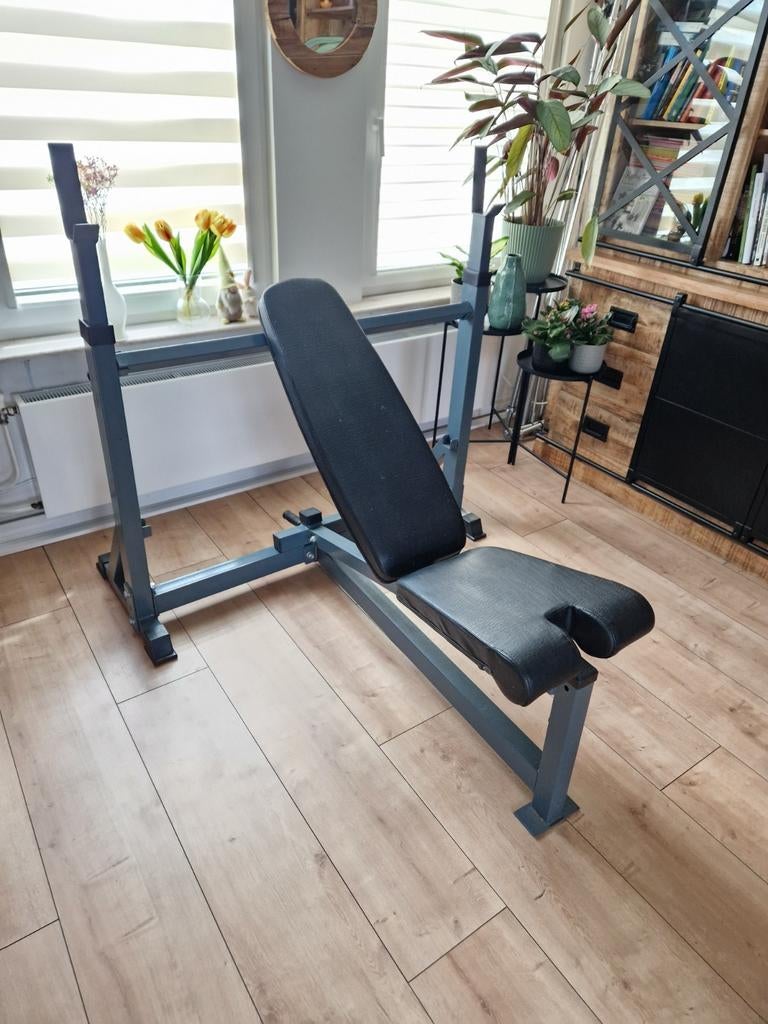 olympische drukbank, Sport en Fitness, Ophalen, Zo goed als nieuw, Fitnessbank
