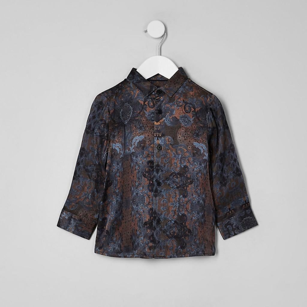 River Island baby overhemd top print bloes blouse maat 86, River Island, Ophalen of Verzenden, Zo goed als nieuw, Overhemdje of Bloesje