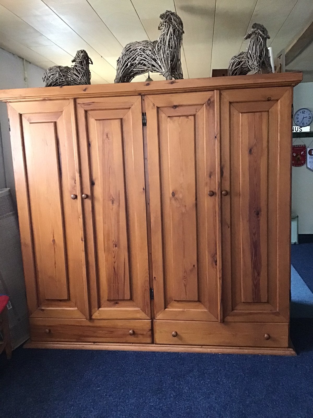 Kledingkast,half hang half lig,houtkleur,h195xbr 2.00 d 60, Ophalen, Gebruikt, Oud hollands