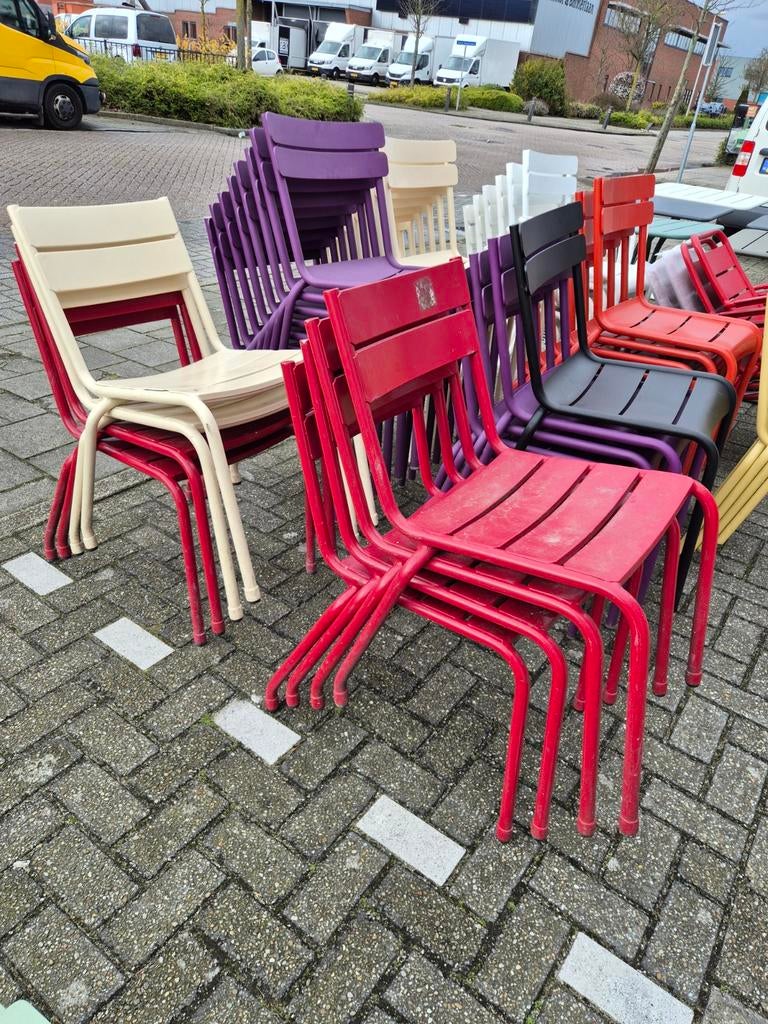 6x satelliet girola stoelen gebruikt aluminium prijs per st, Ophalen, Aluminium