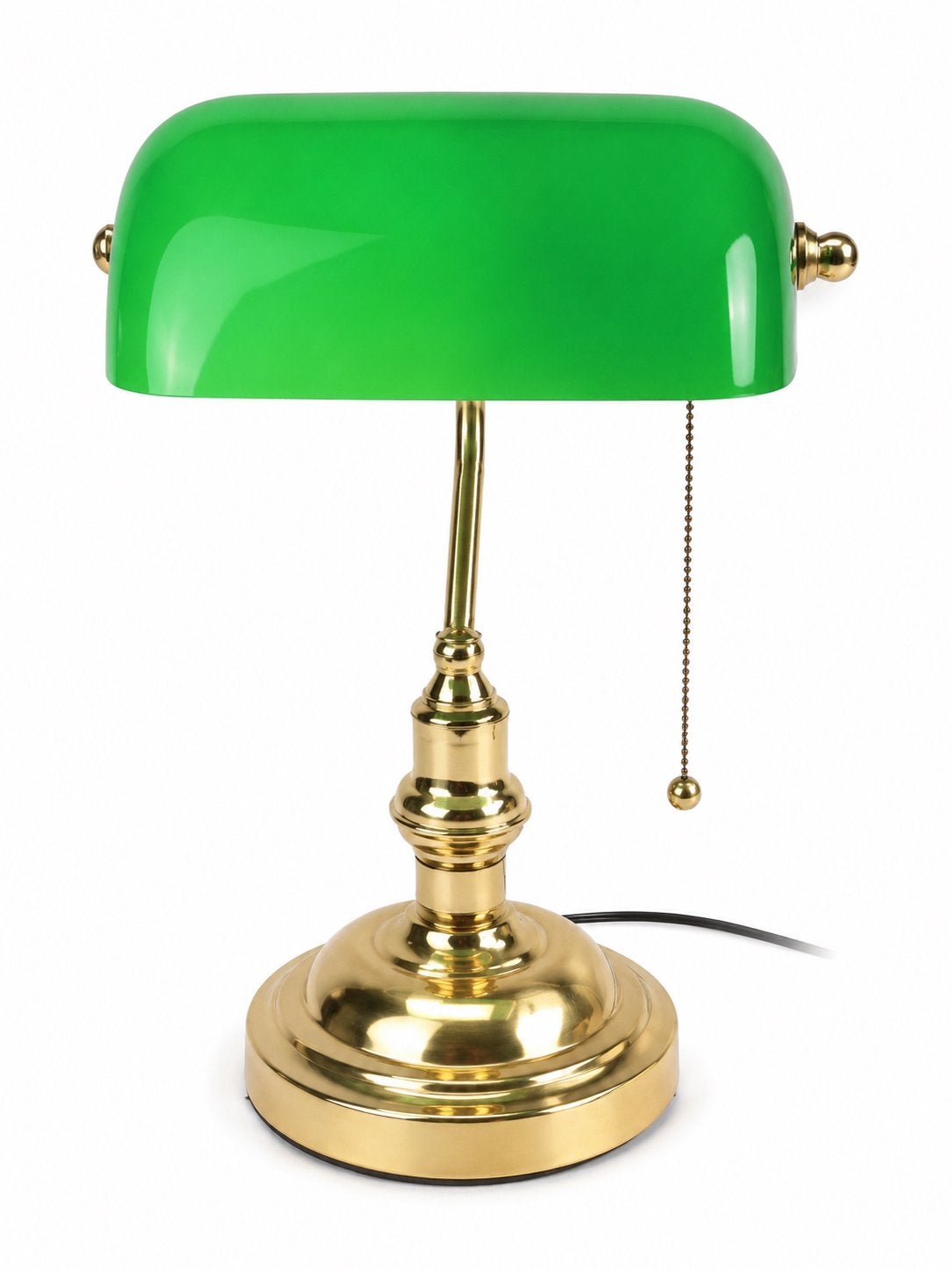 Klassieke Bankierslamp – Groen Glas & Messing – Bureaulamp, Met schakelaar, Gebruikt, Groen, Glas
