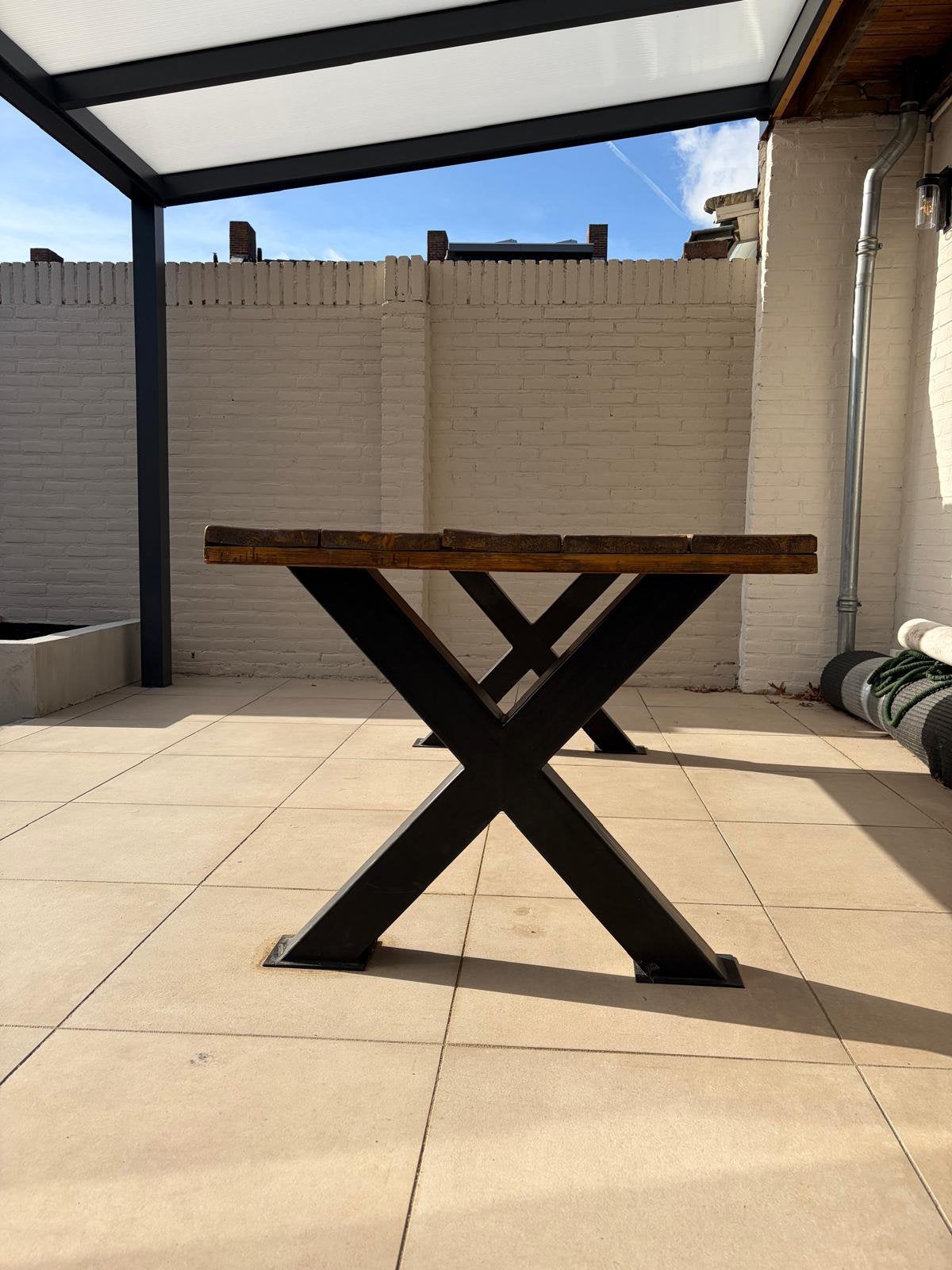 Tuintafel steigerhout, Ophalen, Gebruikt, Rechthoekig, Overige materialen