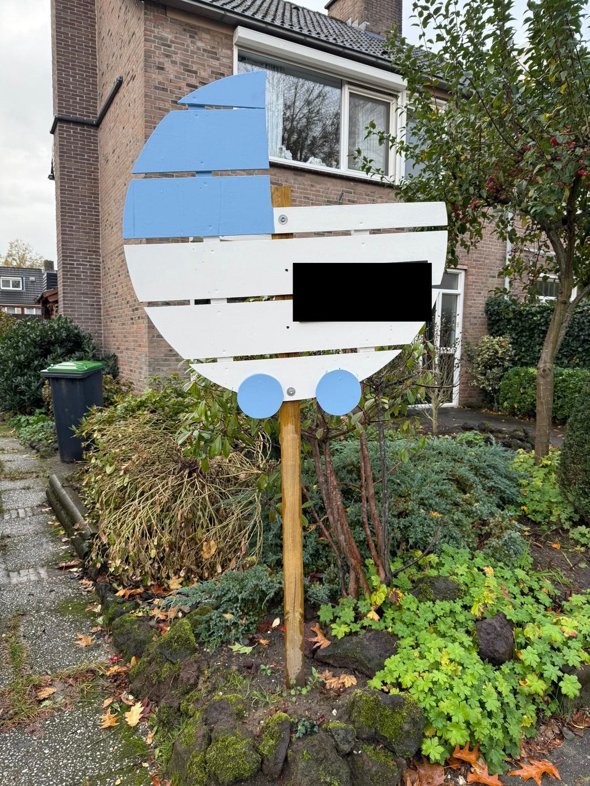 Geboortebord kinderwagen inclusief paal, Ophalen, Gebruikt, Geboortebord
