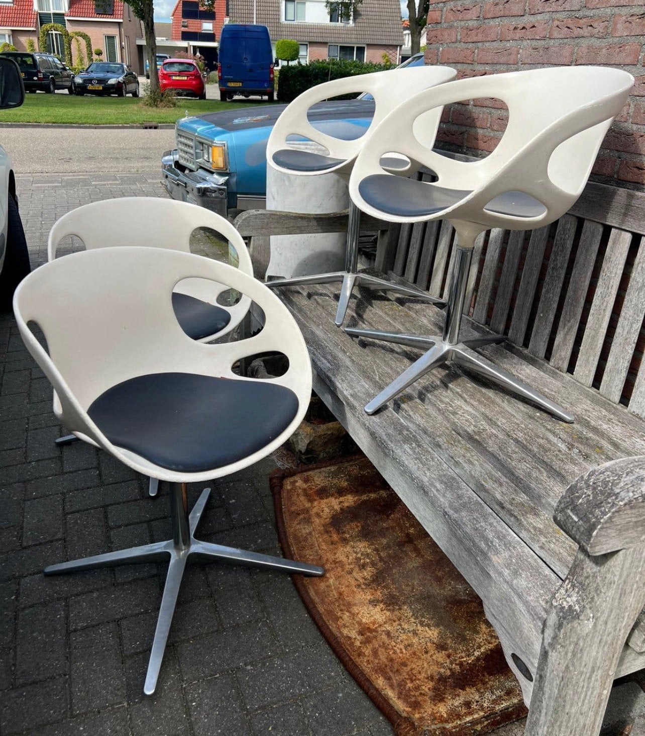4 x DESIGN DRAAISTOEL Hiromichi Konno voor Fritz Hansen, Ophalen, Gebruikt, Wit, Kunststof