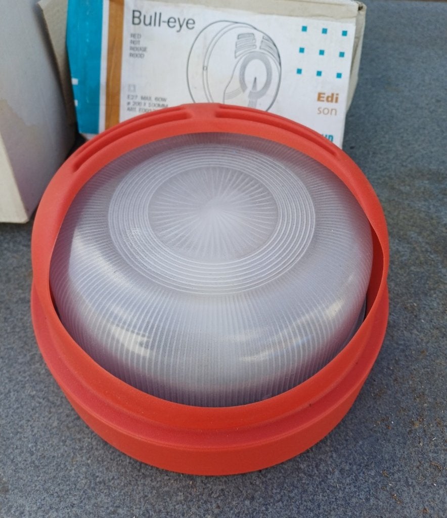 Industriële bull’s‑eye buitenlamp / Edison / RED, Huis en Inrichting, Rood, Geschikt voor buiten, Nieuw, Buitenlamp