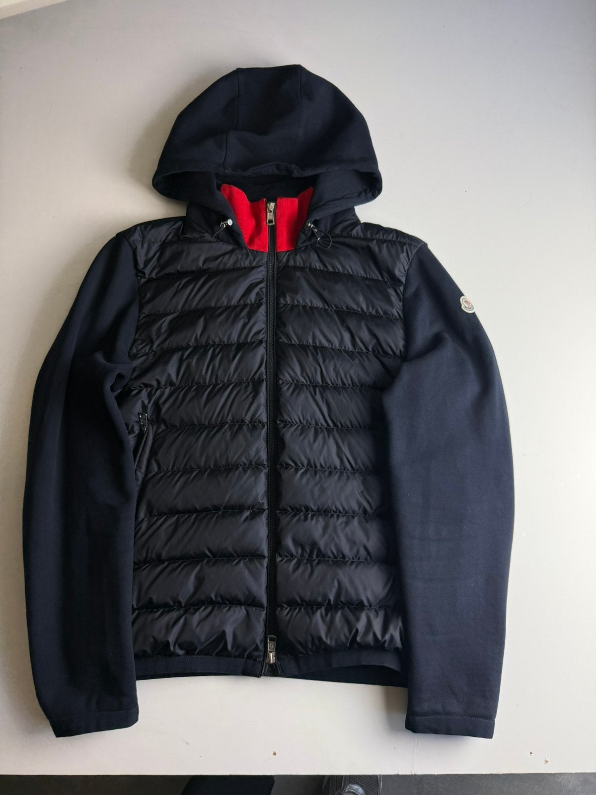 Moncler cardigan navy blauw rood - maat L, Kleding | Heren, Ophalen of Verzenden, Zo goed als nieuw, Maat 48/50 (M), Blauw