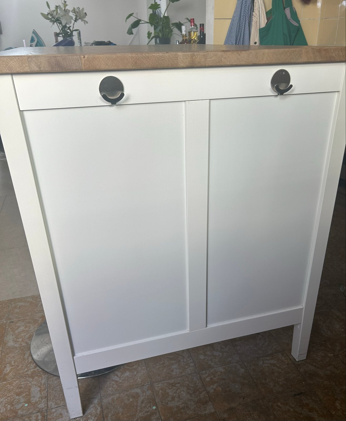 IKEA TORNVIKEN Keukeneiland, ecru/eiken, 126x77 cm, Ophalen, 50 tot 100 cm, Zo goed als nieuw, 50 tot 75 cm