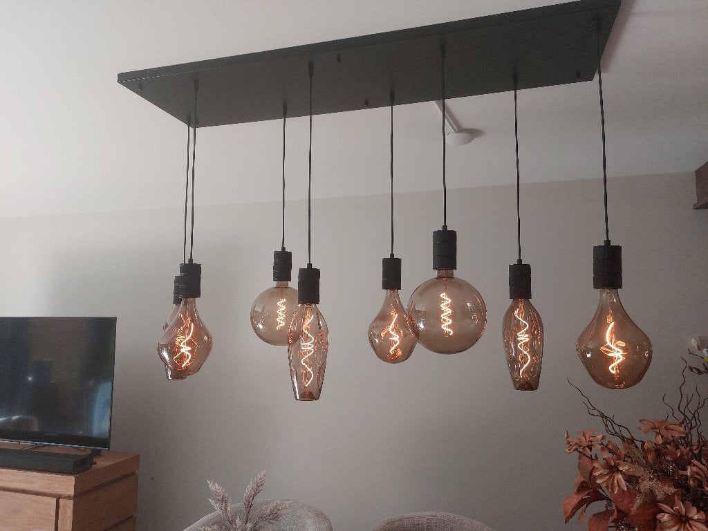 Hanglamp Calex XXL 8 filament lampen, Ophalen, Zo goed als nieuw, Glas, E27 (groot)