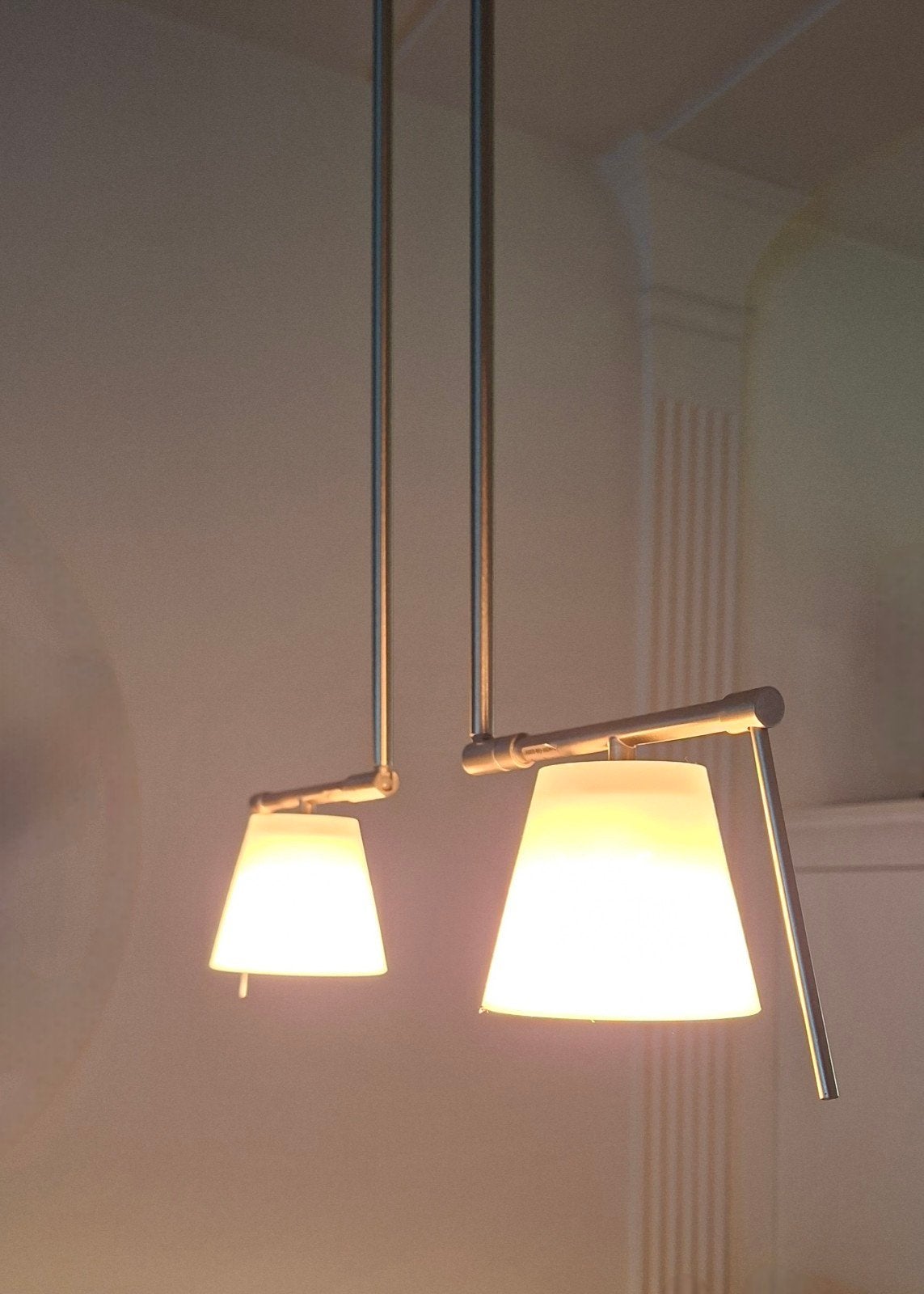 Diverse schemerlampen RVS met melkglas kappen, Ophalen, Gebruikt, Overige fittingen, Glas