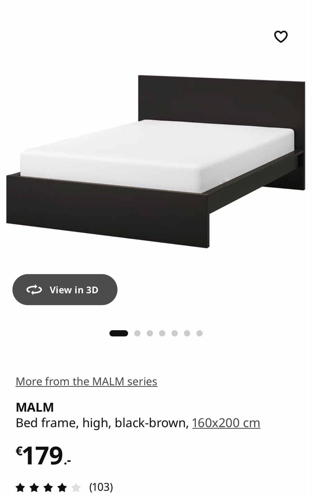 IKEA Malm bedframe zwartbruin - Ophalen in Zoetermeer, Ophalen, Gebruikt, Zwart, Tweepersoons