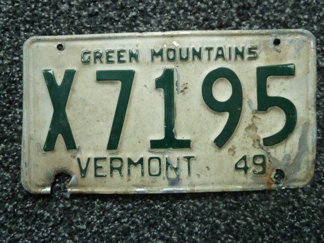 Kentekenplaat licenseplate Vermont Green Mountains 49 USA, Verzenden, Gebruikt, Auto's