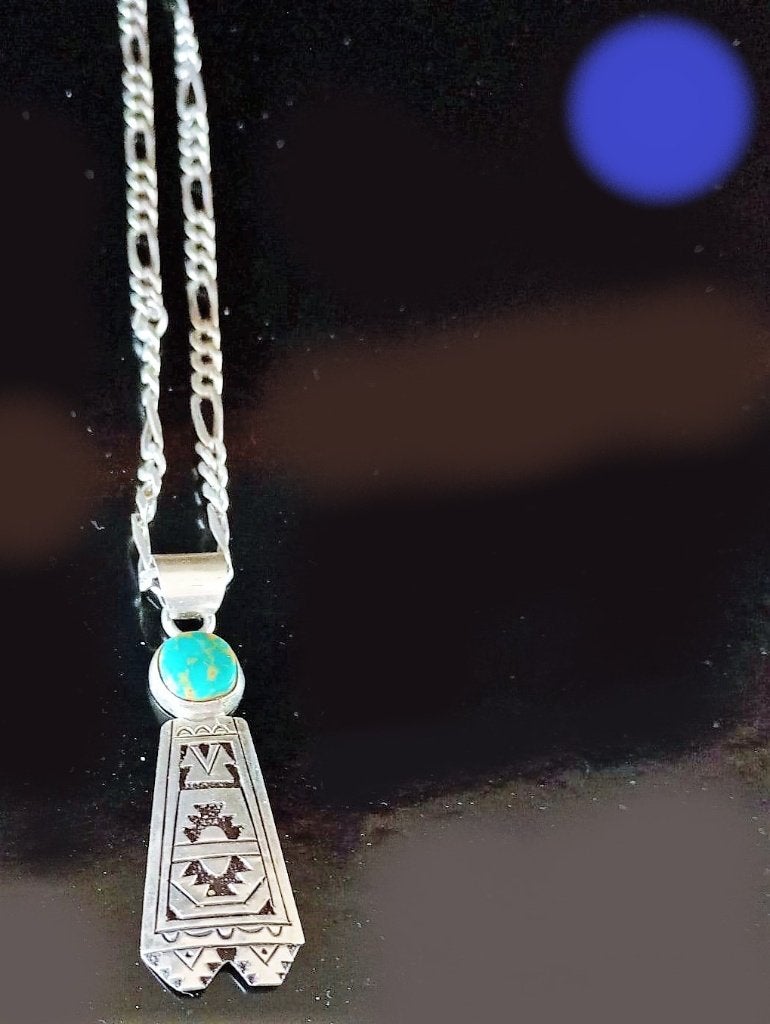 Authentieke Navajo Hanger Sterling Zilver & Turquoise ️, Nieuw, Verstelbaar, Zilver, Verzenden