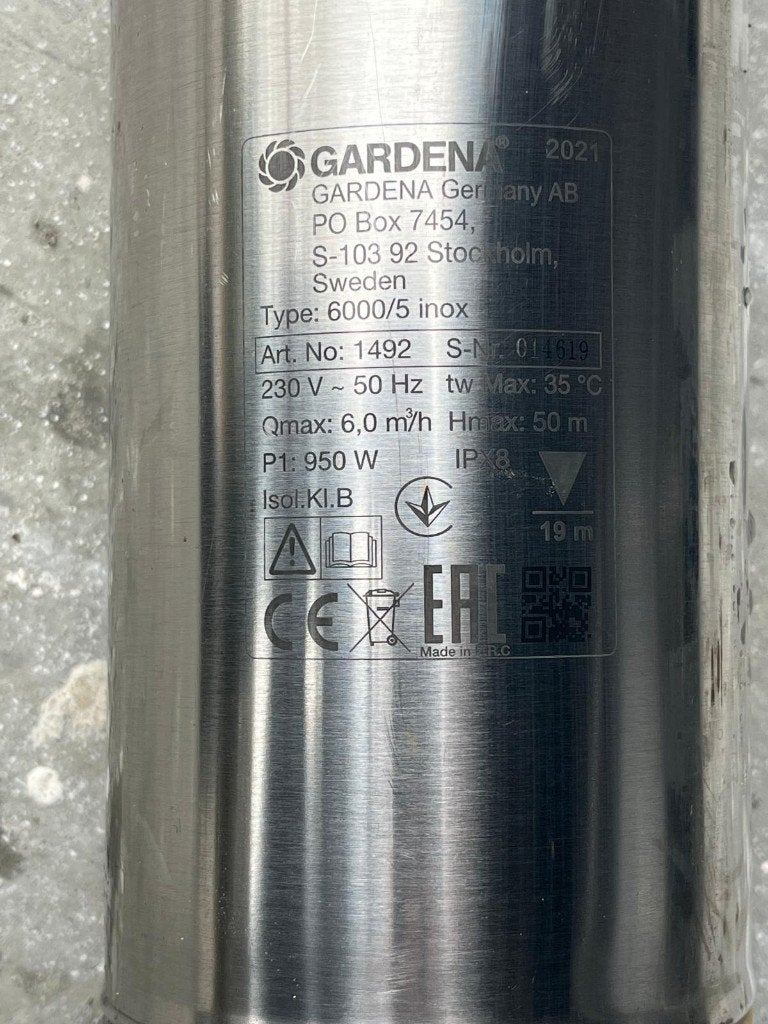 Dieptebronpomp Gardena 6000/5 inox, Ophalen of Verzenden, Zo goed als nieuw, Elektrisch, Dompelpomp