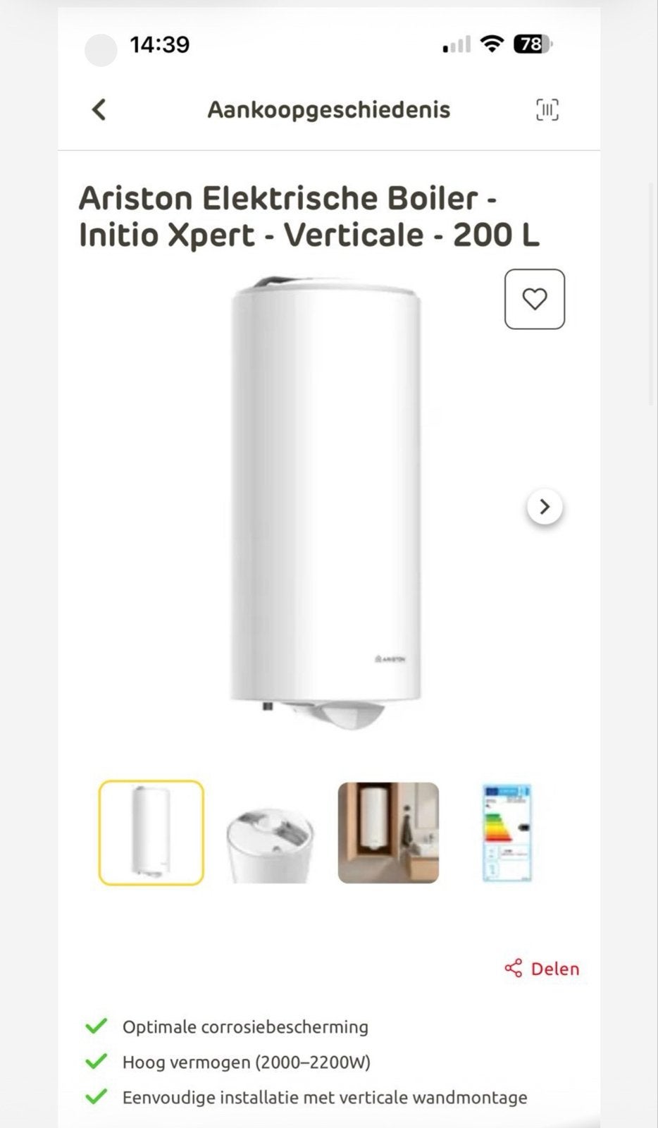Ariston Elektrische Boiler - Initio Xpert - Verticaal - 200, Doe-het-zelf en Verbouw, Geisers en Boilers, Ophalen, Aardgas, 100 liter of meer