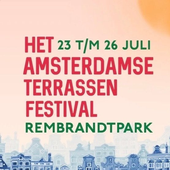 2 tickets Amsterdamse Terrassen Festival – Donderdag 23 juli, Twee personen
