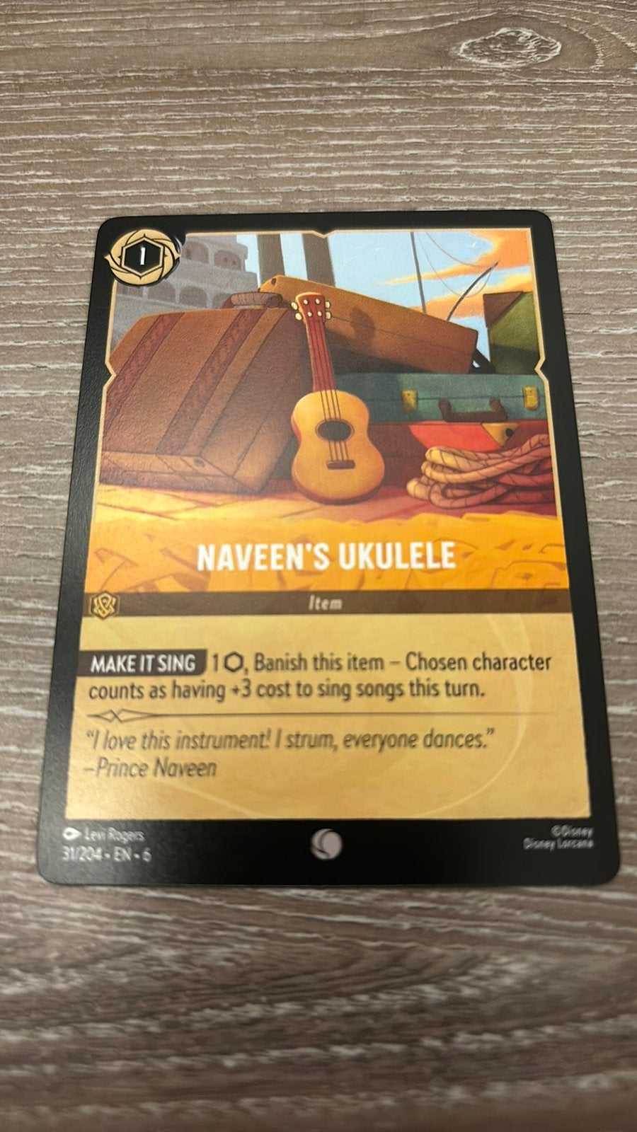 Disney Lorcana Naveen’s Ukulele 31-204 6AZS nonfoil, Ophalen of Verzenden, Zo goed als nieuw