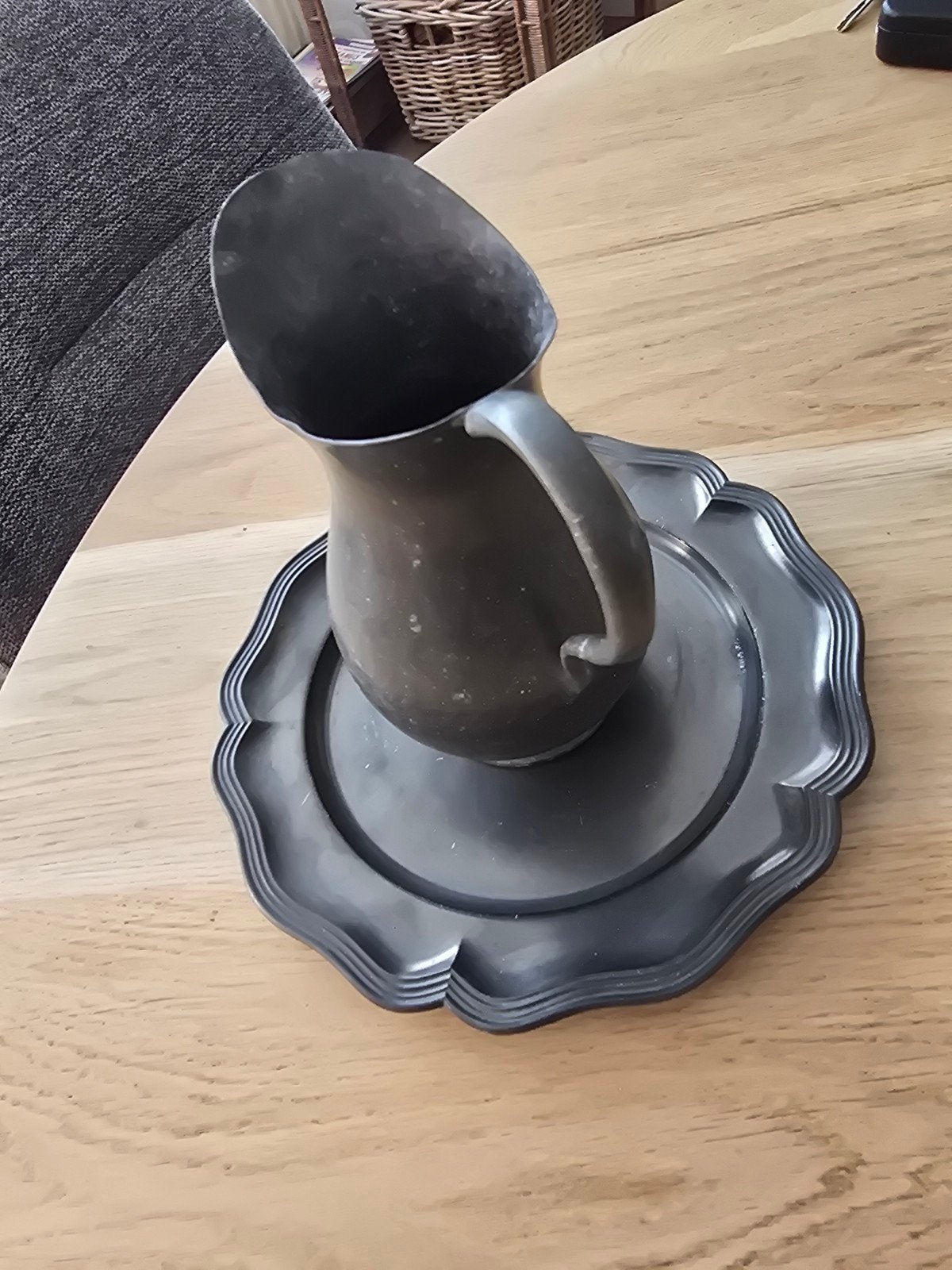 Vintage tinnen kan en schaal - KDBR Zuiver Tin, Antiek en Kunst, Verzenden