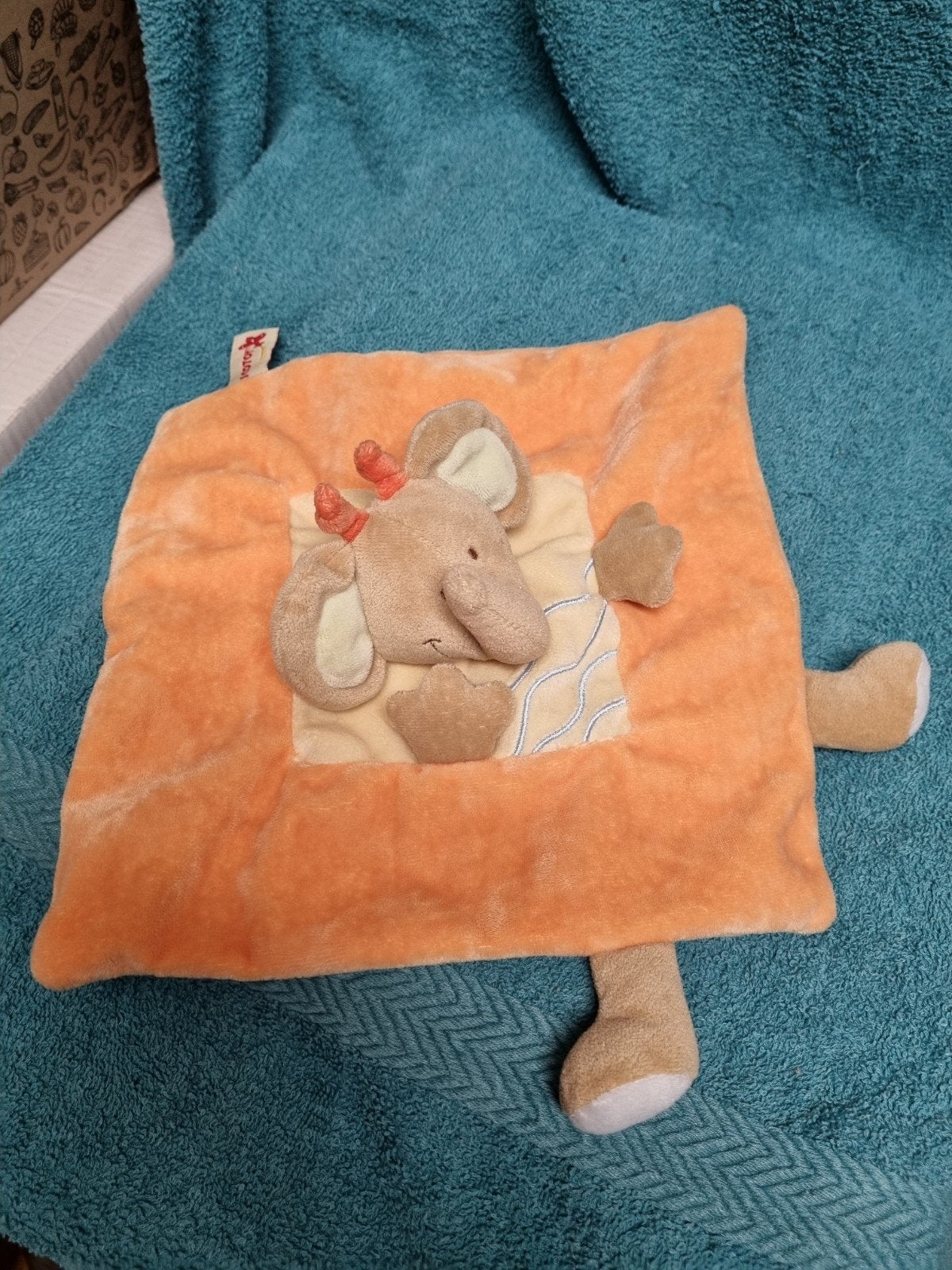 Nicotoy olifant knuffel doekje nr 39 oranje, Ophalen of Verzenden, Zo goed als nieuw, Olifant