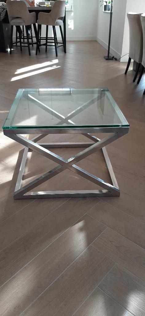 Bijzettafel 2 stuks Byron & Jones, Huis en Inrichting, Tafels | Bijzettafels, Gebruikt, Vierkant, 45 tot 60 cm, 55 tot 75 cm, Metaal of Aluminium